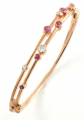 9ct Rose Gold Ruby and Diamond Two Row Bangle