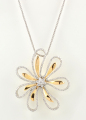 18ct White and Yellow Gold Diamond Flower Pendant