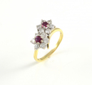 18ct Gold Ruby and Diamond Twist Cluster Ring