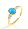 9ct Gold Turquoise and Diamond Ring