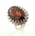 18ct White Gold Garnet and Diamond Cluster Ring