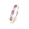 18ct White Gold Pink Sapphire and Diamond Five Stone Ring