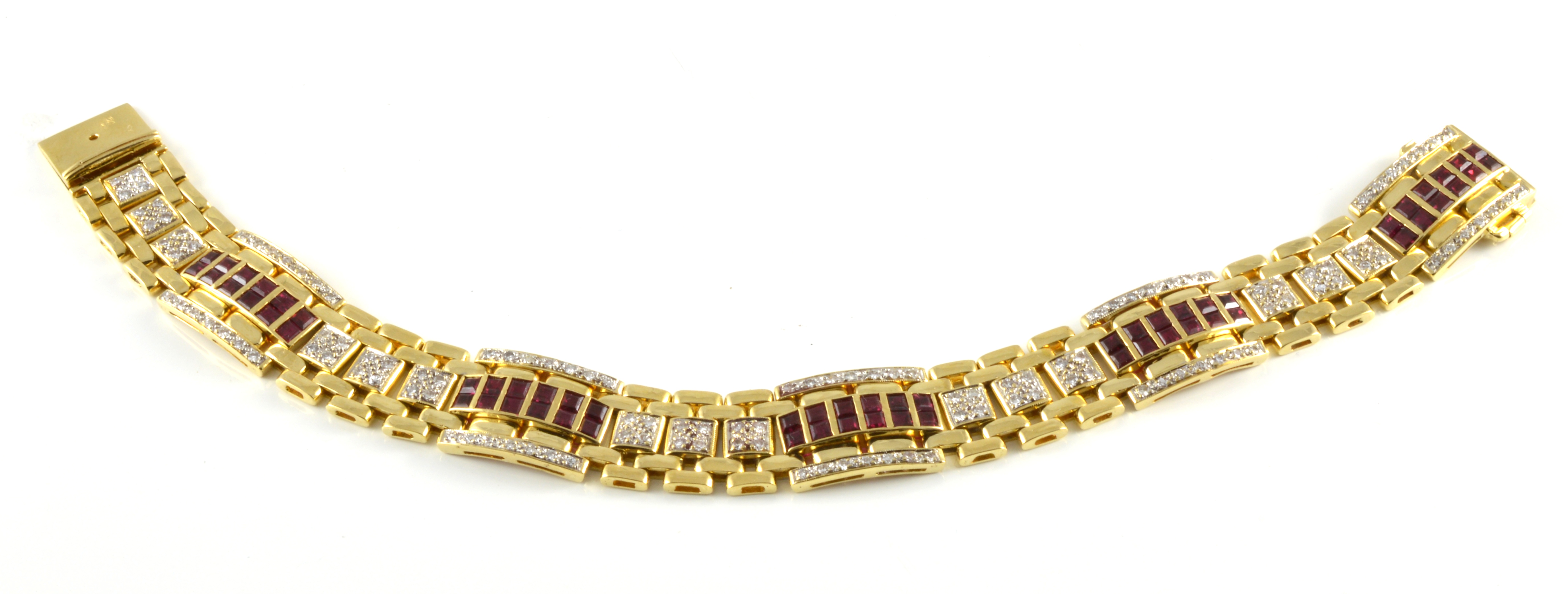 18ct gold ruby and diamond bracelet