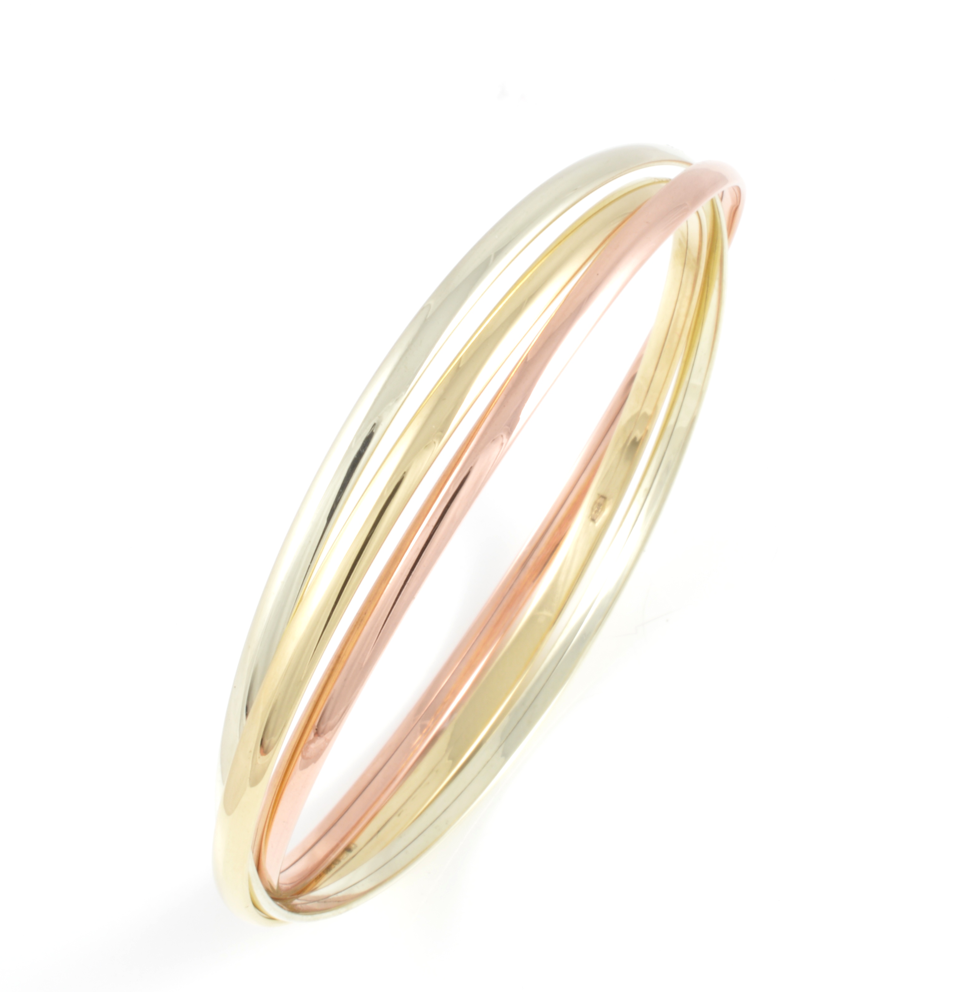 9ct tricolour gold Russian style bangle