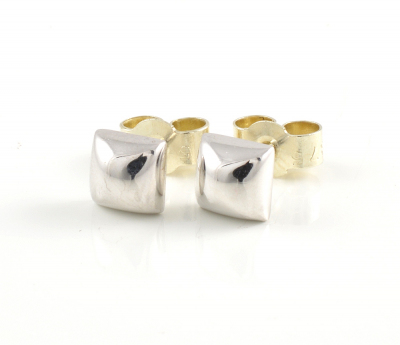 9ct white gold square stud earrings