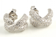 18ct White Gold Diamond Cross Over Earrings