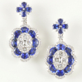 18ct White Gold Sapphire and Diamond Drop Earrings