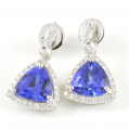 18ct White Gold Tanzanite and Diamond Drop Earrings