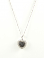 18ct White Gold Black and White Diamond Heart Necklace