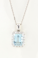 18ct White Gold Aquamarine and Diamond Cluster Pendant