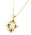 9ct Gold Opal and Ruby Pendant and Chain