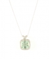 9ct White Gold Green Amethyst and Diamond Cluster Pendant