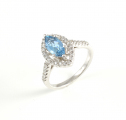 18ct White Gold Aquamarine and Diamond Cluster Ring