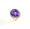18ct Gold Amethyst and Diamond Cluster Ring