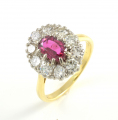 18ct Gold Ruby and Diamond Cluster Ring