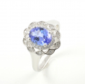 Platinum Tanzanite and Diamond Cluster Ring