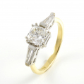 18ct Gold Radiant and Baguette Cut Diamond Ring