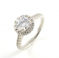 Platinum Diamond Single Stone with Diamond Halo and Shoulders