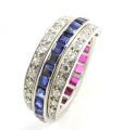 18ct White Gold Ruby, Sapphire and Diamond Night and Day Ring