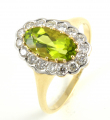 9ct Gold Peridot and Diamond Cluster Ring