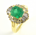 18ct Gold Emerald and Diamond Cluster Ring