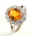 18ct White Gold Citrine and Diamond Cluster Ring