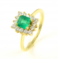 18ct Gold Emerald and Diamond Cluster Ring