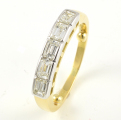 18ct Gold Emerald Cut Diamond Five Stone Ring