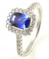 Platinum Sapphire and Diamond Cluster Ring