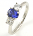 Platinum Sapphire and Diamond Three Stone Ring