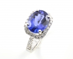 18ct White Gold Tanzanite and Diamond Cluster Ring