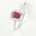 18ct White Gold Ruby and Diamond Cluster Ring