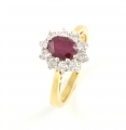 18ct Gold Ruby and Diamond Oval Cluster Ring