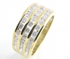 18ct Gold Diamond Three Row Half Eternity Ring