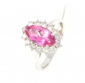 18ct White Gold Pink Tourmaline and Diamond Cluster Ring